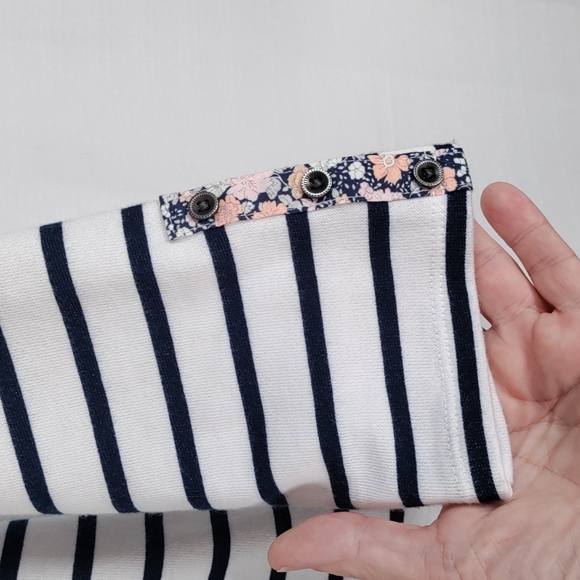 12500 Heyton navy & peach stripe french terry tunic blouse M - Picture 4 of 10